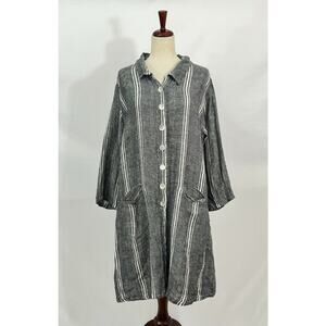 MEGBYDESIGN Meg by Design Sz S Small Gray Stripe Linen Coat Jacket